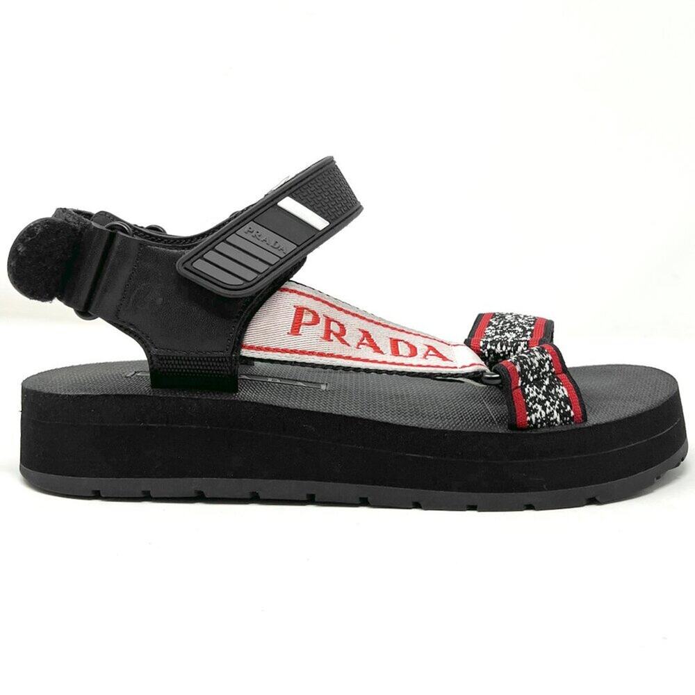 Prada Nomad Logo Print Platform Rubber Sole Sandals -‎ Size 37 - Picture 4 of 8